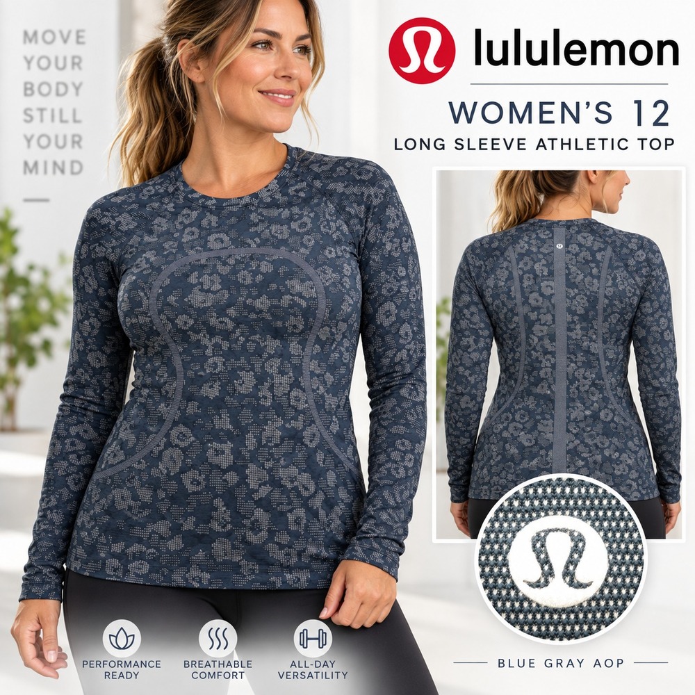Lululemon Swiftly Tech 2.0 Women 12 Dappled Floral True Navy Long Sleeve Running